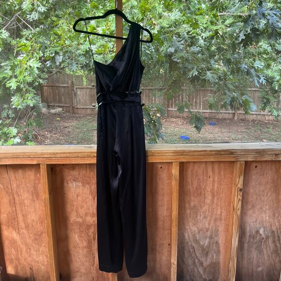 A.B.S. Collection Women's Black Silk One Shoulder Jumpsuit Size 2. NEW - Picture 2 of 11